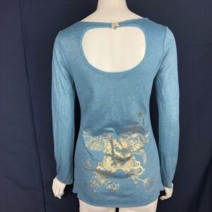 NEW-SIGNORELLI Polka Dotted/Gold Medallion Blouse.